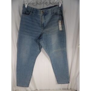 Ava & Viv Womens Blue Light Wash Mid-Rise Stretch Denim Skinny Jeans Size 24W